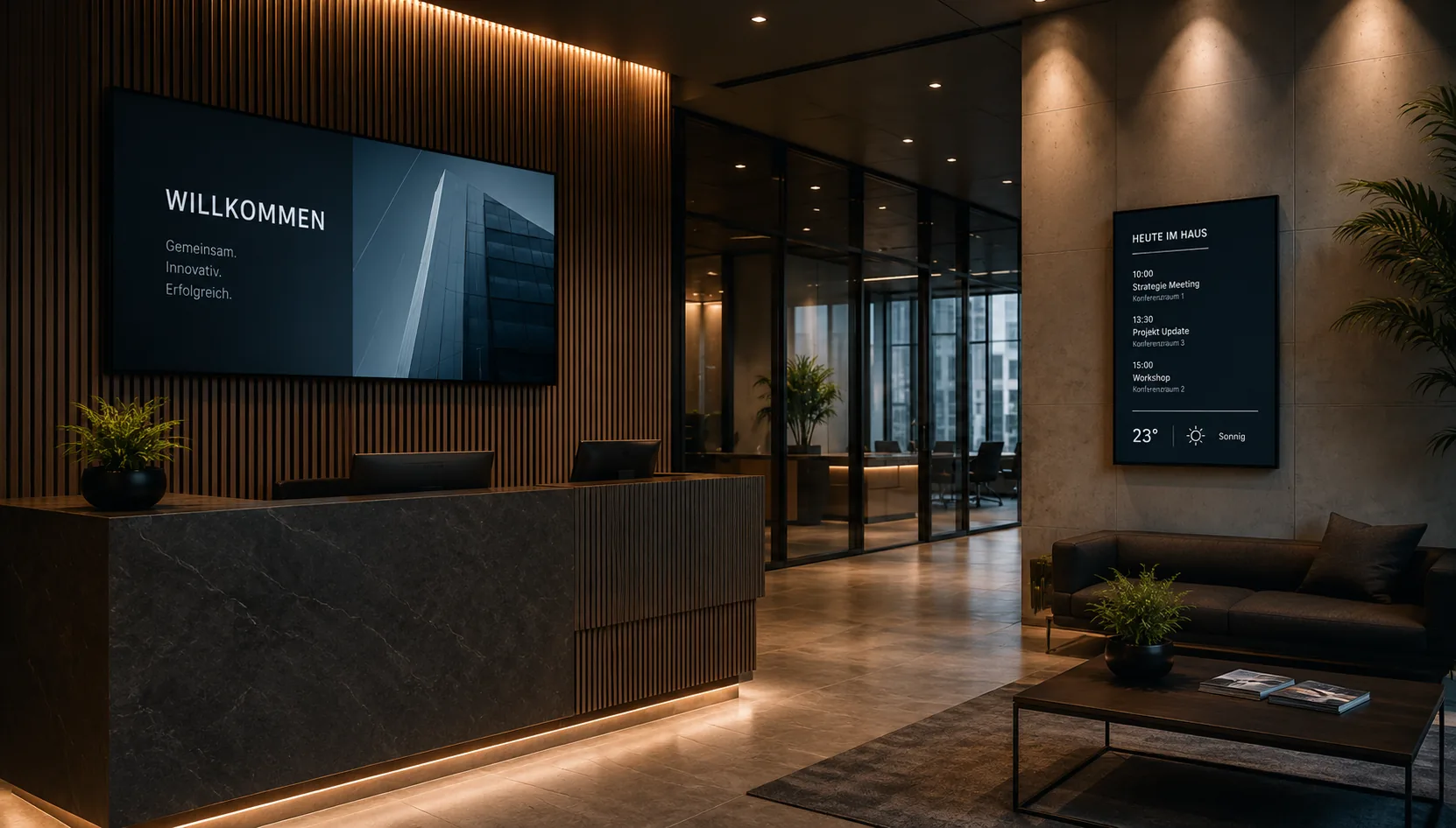 Digital Signage Unternehmen – Display im Büroempfang